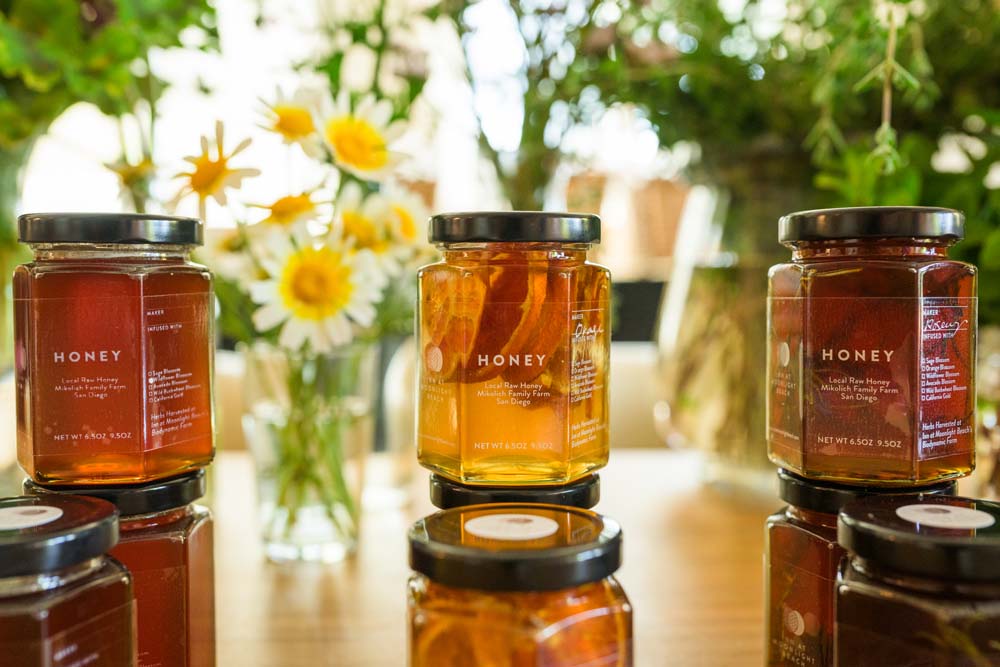 Herbal infused honey at Inn at Moonlight Beach.