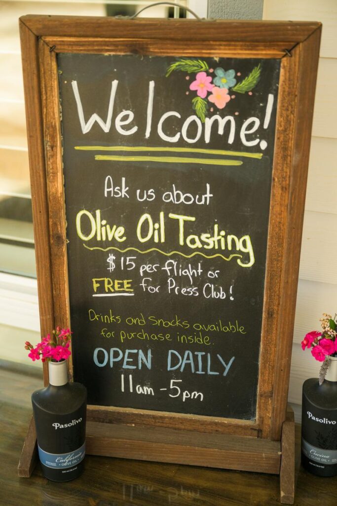 welcome sign outside tasting room 