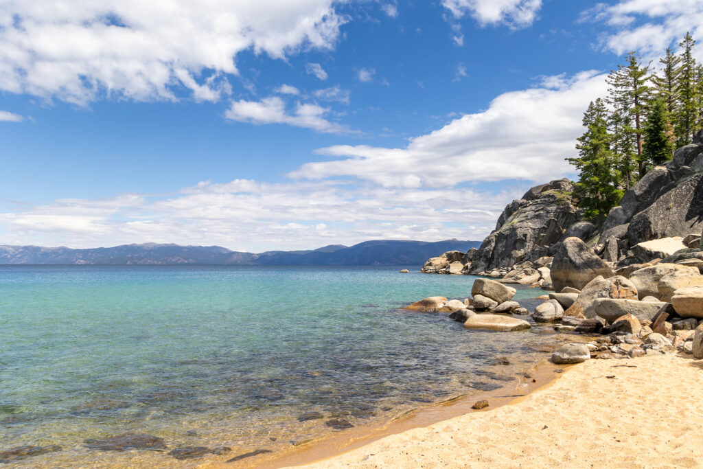blue green shoreline of Lake Tahoe