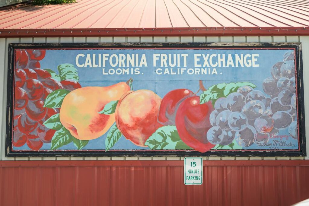 Some of the vintage artwork on display in Loomis, California