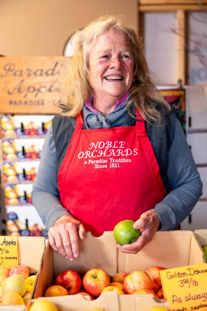 Laurie Noble at Noble Orchards - a Paradise u-pick apple farm 