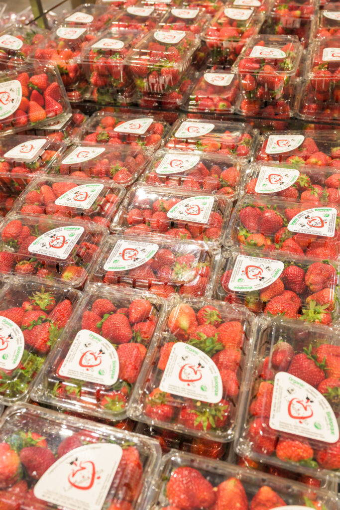 Various containers of fresh California  strawberries