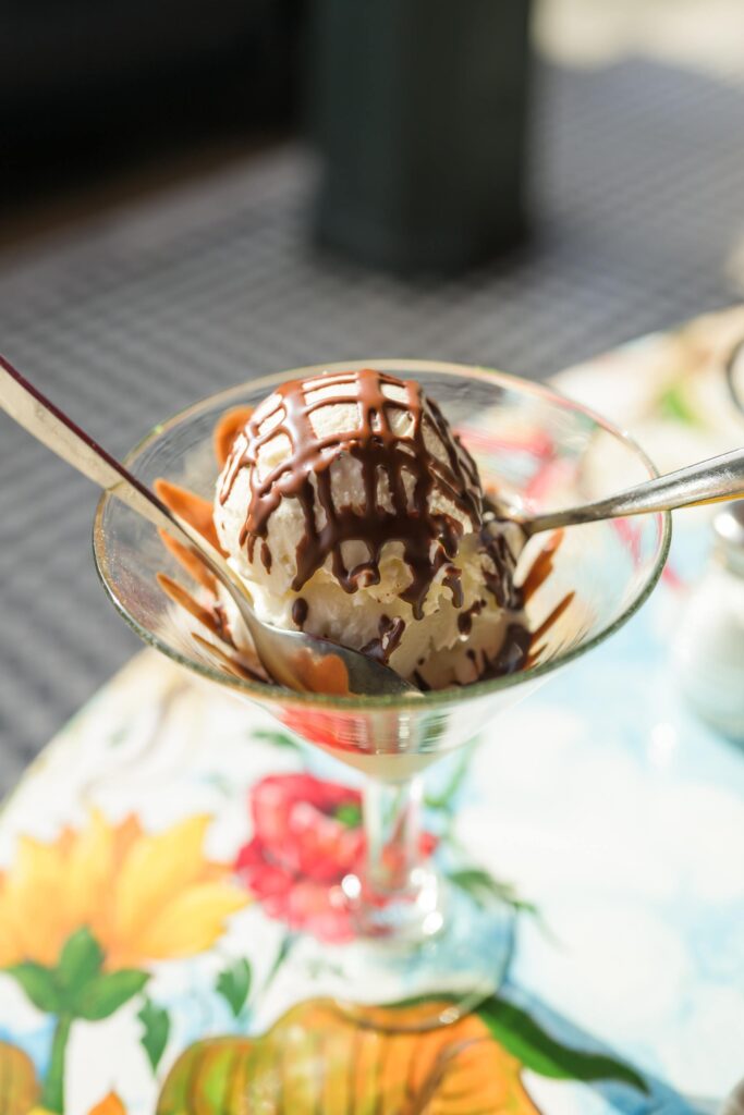 Garlic Ice Cream with Chocolate Sauce from The Stinking Rose