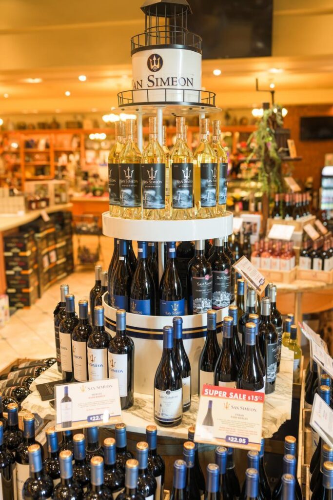 wines on display in store at san antonio winery