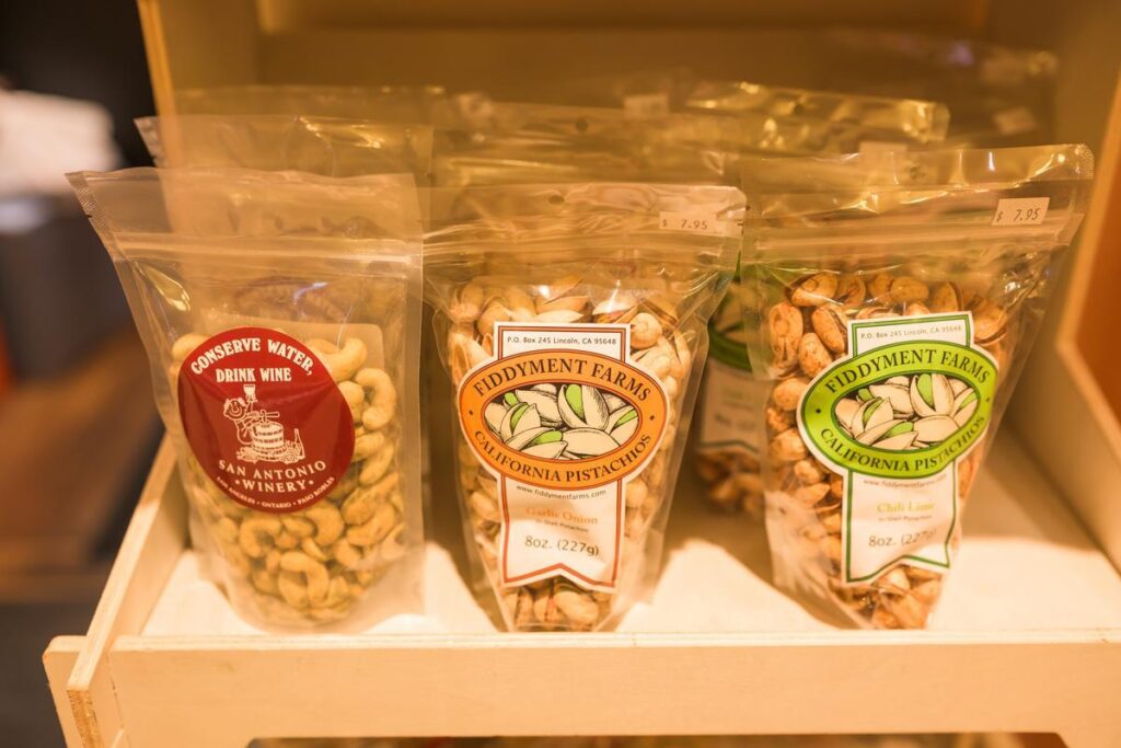 fresh pistachios in bags