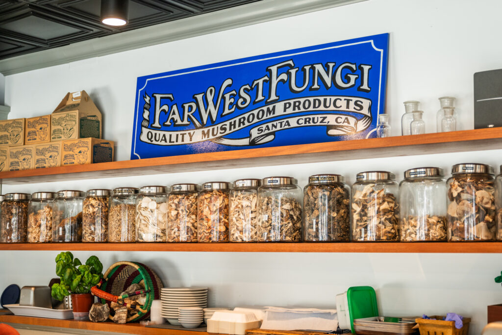 Some of the CA GROWN mushrooms available at Far West Fungi in Santa Cruz