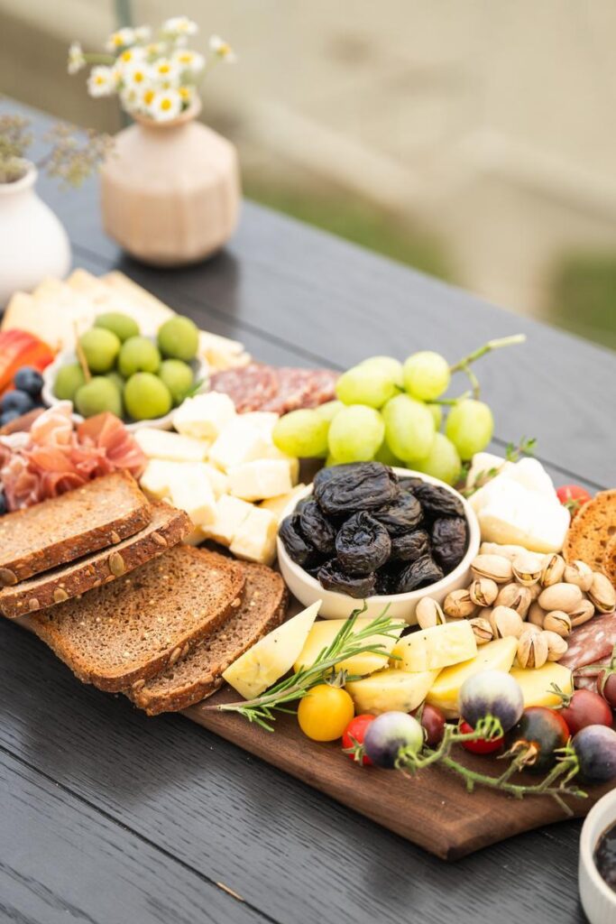 cheeseboard on a picnic table