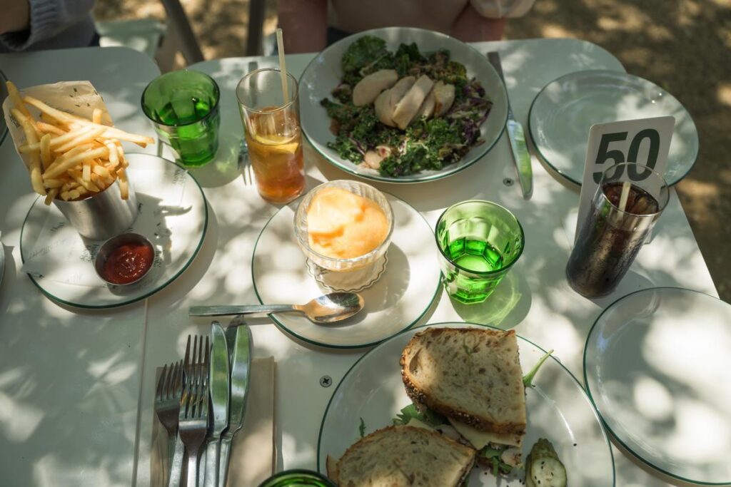 table of food at highly likely in ojai